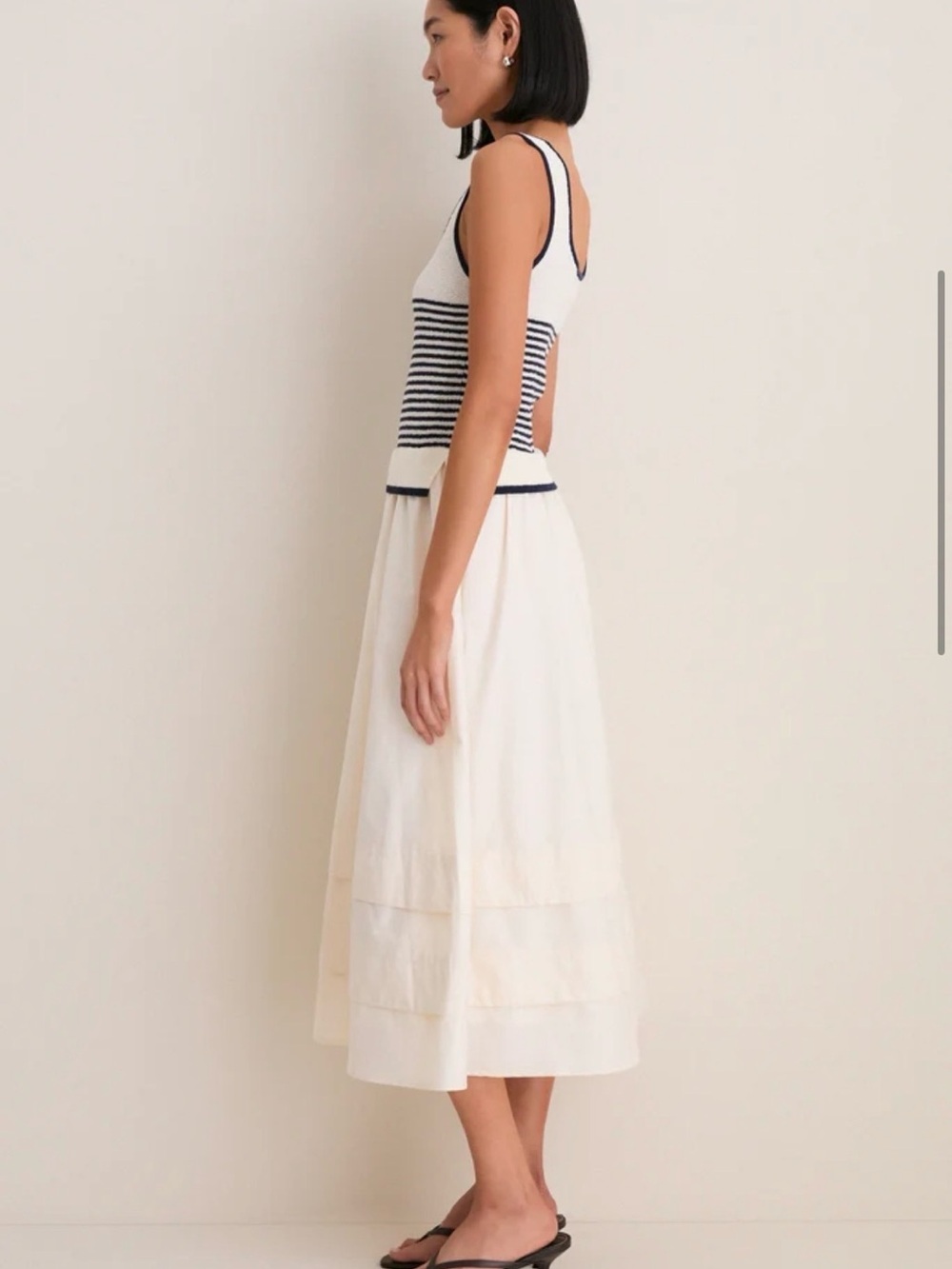 NWOT Moon River Cream striped Midi Dress, size medium - Picture 8 of 10